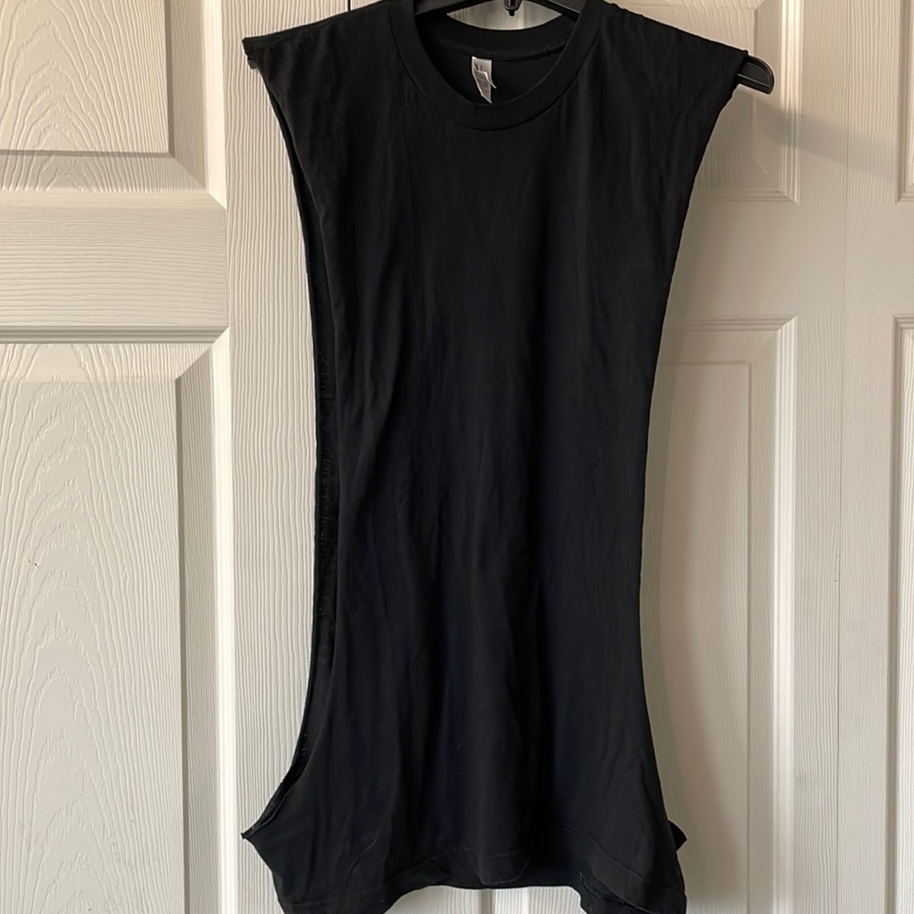 Black cutoff gym/beach shirt
